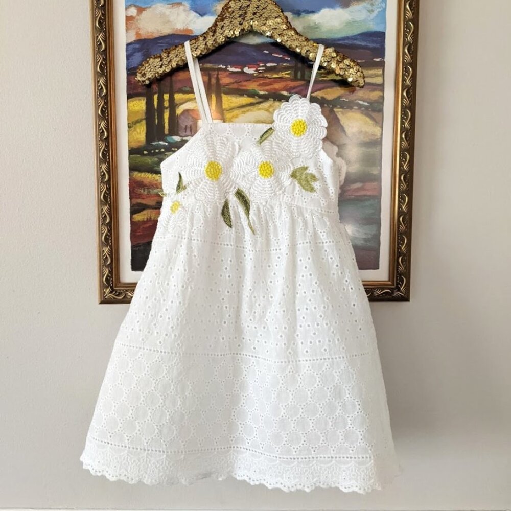 Girls White Daisy Sundress